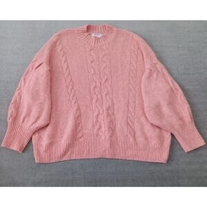 Old Navy Sweater Women 3X Pink Cable Knit Casual Mock Neck Minimalist Clean Girl